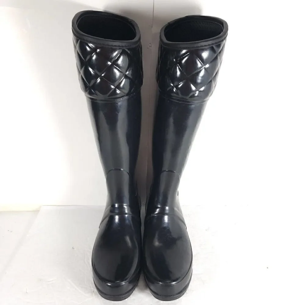 Hunter Women's Rigley US 7 EU 38 Quilted Glossy Tall Rubber Rain Boots